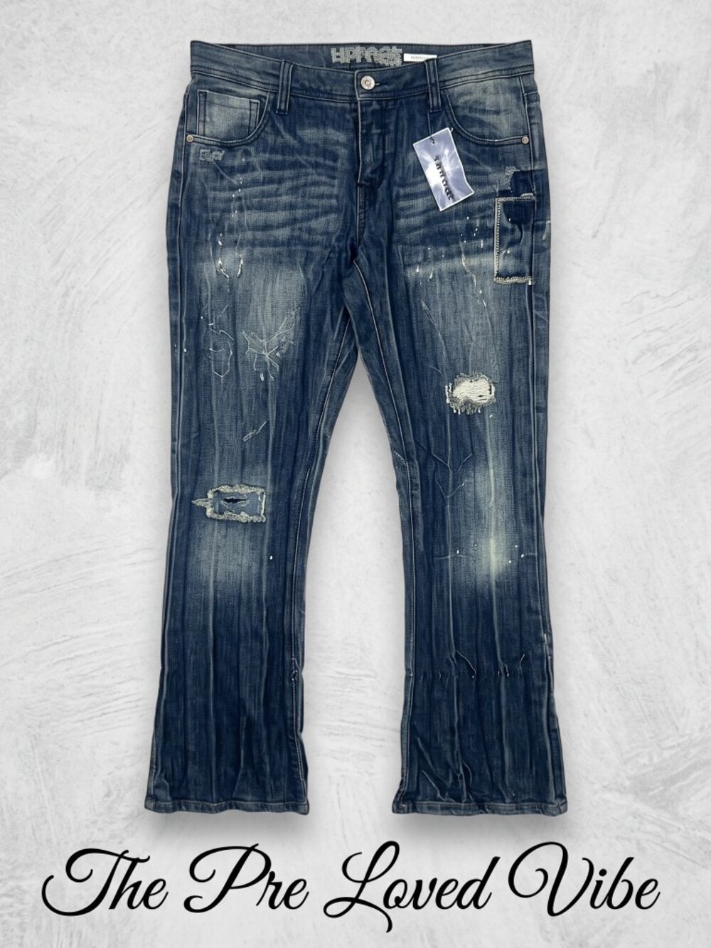 Uproar Junior's Y2K Distressed boot cut jeans size 14 1/2